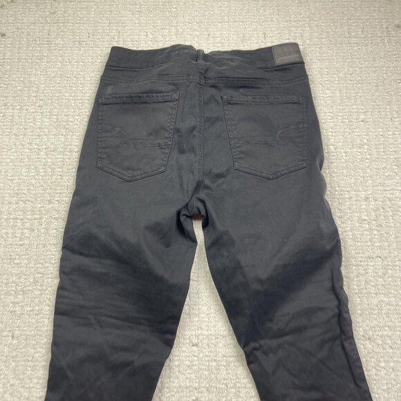 Y2K American Eagle Outfitters High-Rise Jegging Jeans Wom 10 Black Biker Punk - Picture 9 of 10